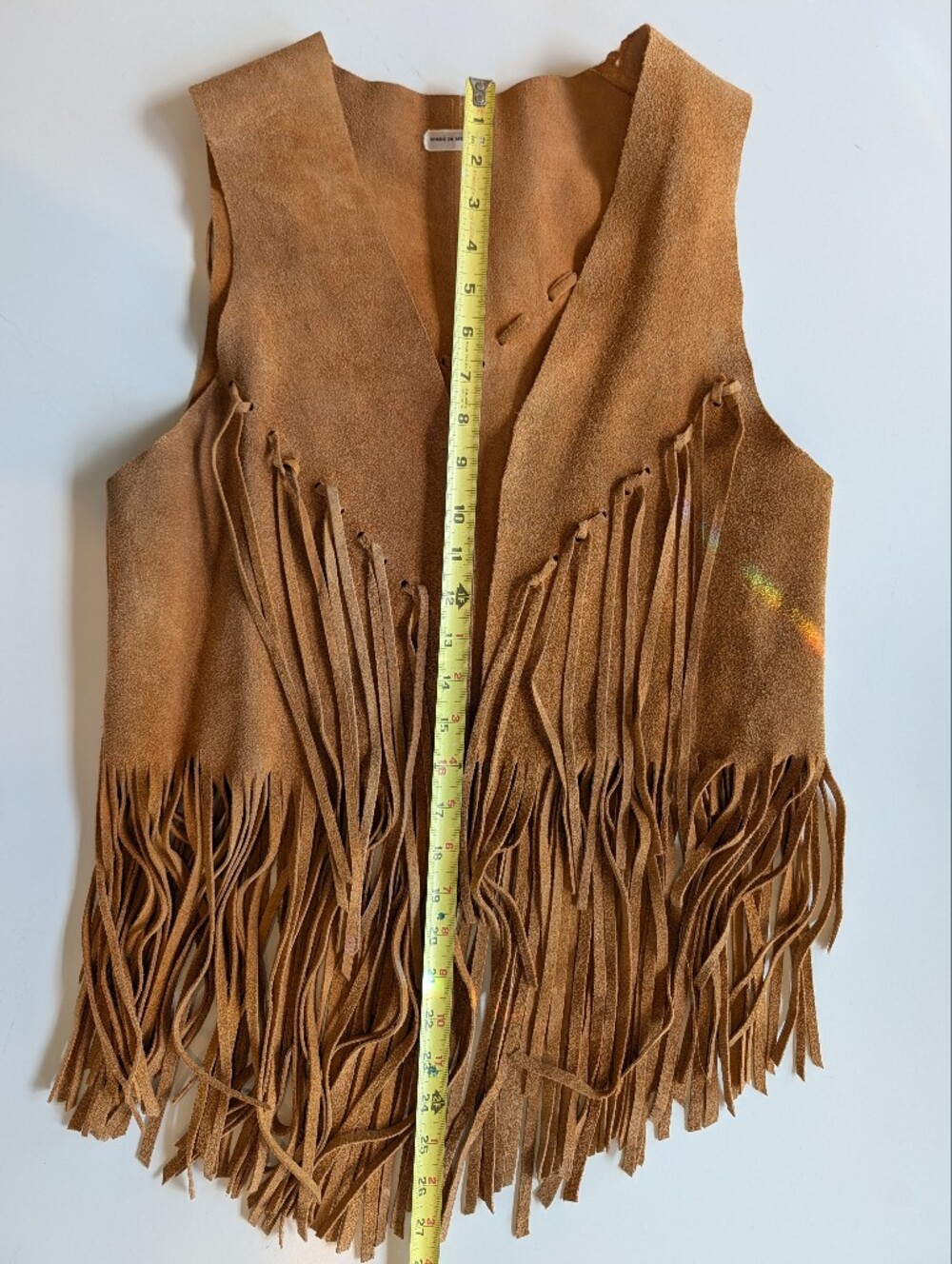 Suede Fringe Vest Tan Size Small VINTAGE - Picture 8 of 8